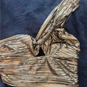 Zara Gold and Black Ruched Top